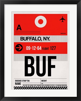 Framed BUF Buffalo Luggage Tag I Print