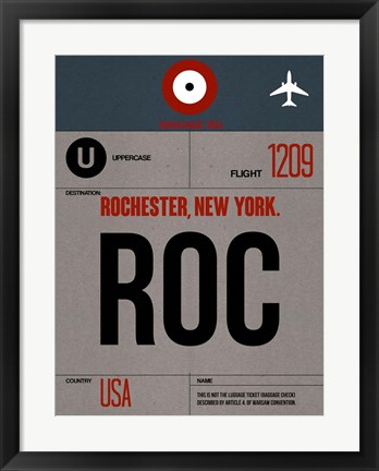 Framed ROC Rochester Luggage Tag I Print