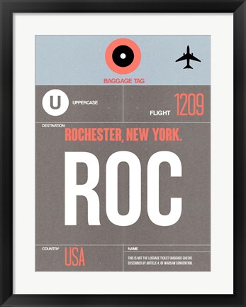 Framed ROC Rochester Luggage Tag II Print