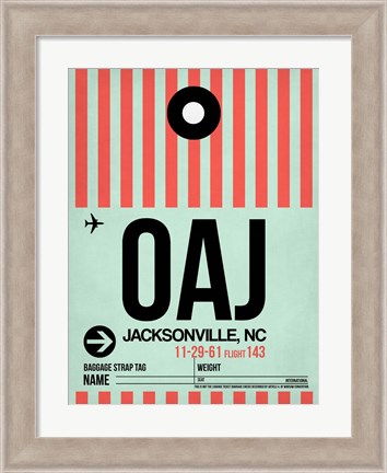 Framed OAJ Jacksonville Luggage Tag I Print