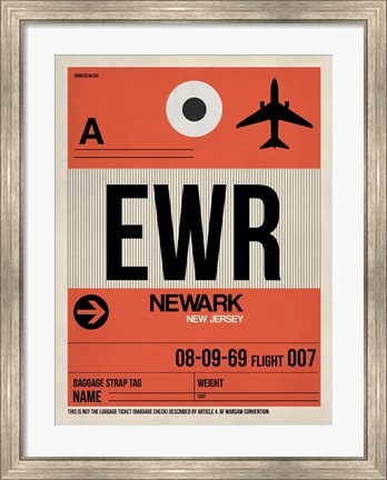 Framed EWR Newark Luggage Tag I Print