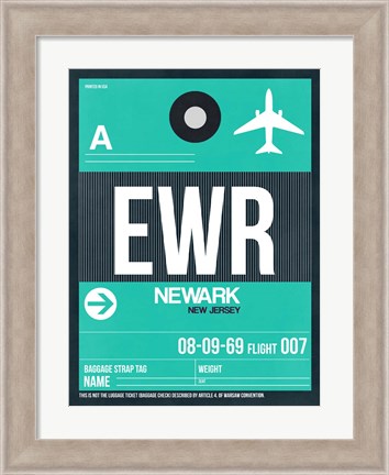 Framed EWR Newark Luggage Tag II Print