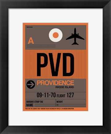 Framed PVD Providence Luggage Tag I Print