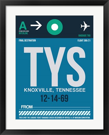 Framed TYS Knoxville Luggage Tag II Print