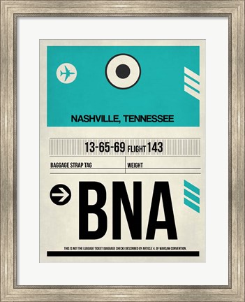 Framed BNA Nashville Luggage Tag II Print