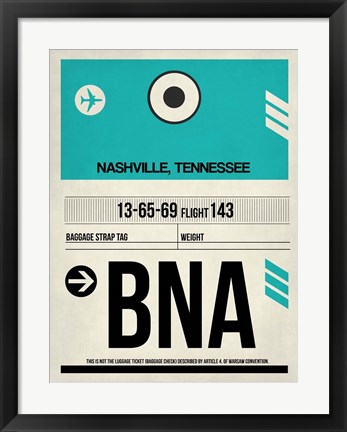 Framed BNA Nashville Luggage Tag II Print