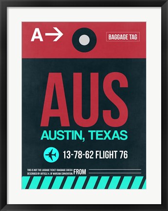 Framed AUS Austin Luggage Tag II Print