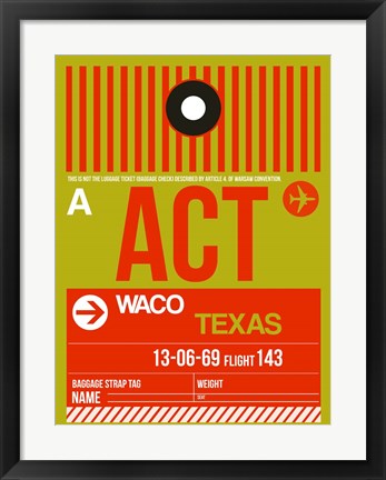 Framed ACT Waco Luggage Tag I Print