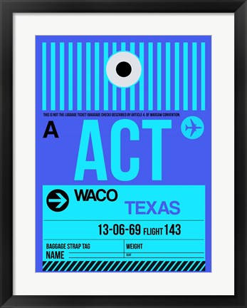 Framed ACT Waco Luggage Tag II Print