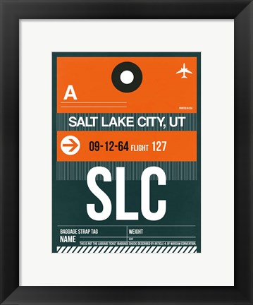 Framed SLC Salt Lake City Luggage Tag II Print