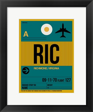 Framed RIC Richmond Luggage Tag I Print