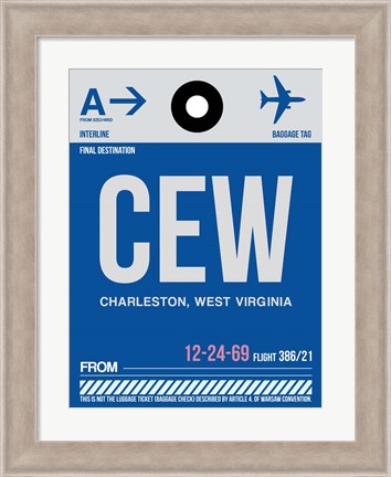 Framed CEW Charleston Luggage Tag I Print