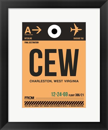 Framed CEW Charleston Luggage Tag II Print