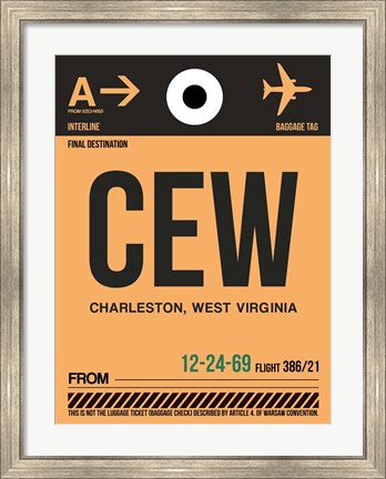 Framed CEW Charleston Luggage Tag II Print