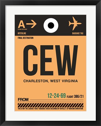 Framed CEW Charleston Luggage Tag II Print