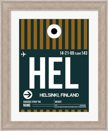 Framed HEL Helsinki Luggage Tag II Print