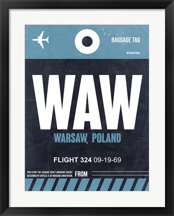 Framed WAW Warsaw Luggage Tag II Print