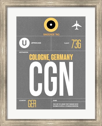Framed CGN Cologne Luggage Tag II Print