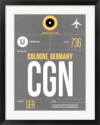 Framed CGN Cologne Luggage Tag II Print