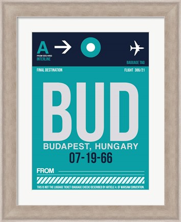 Framed BUD Budapest Luggage Tag II Print