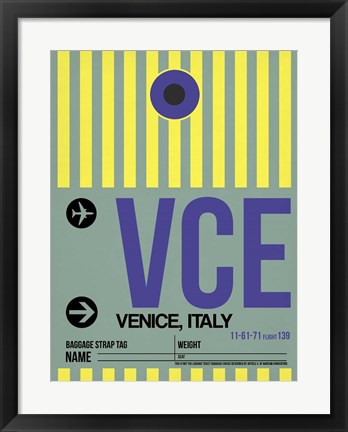 Framed VCE Venice Luggage Tag I Print