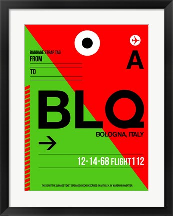 Framed BLQ Bologna Luggage Tag I Print