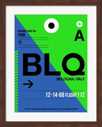 Framed BLQ Bologna Luggage Tag II Print