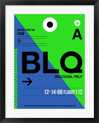 Framed BLQ Bologna Luggage Tag II Print