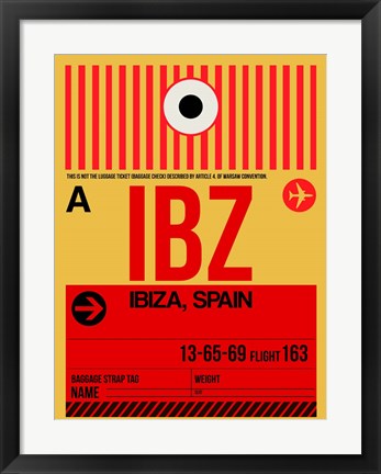 Framed IBZ Ibiza Luggage Tag I Print