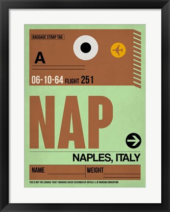 Framed APF Naples Luggage Tag I Print