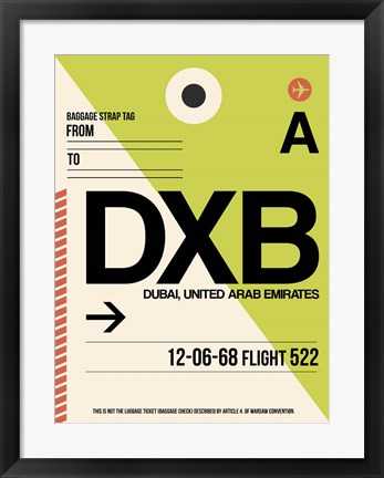 Framed DXB Dubai Luggage Tag I Print