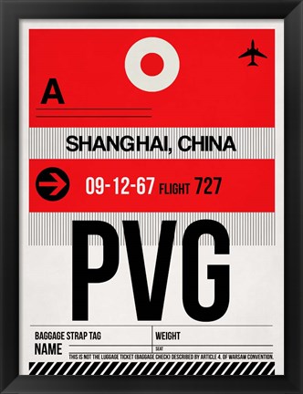 Framed PVG Shanghai Luggage Tag I Print