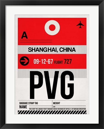 Framed PVG Shanghai Luggage Tag I Print