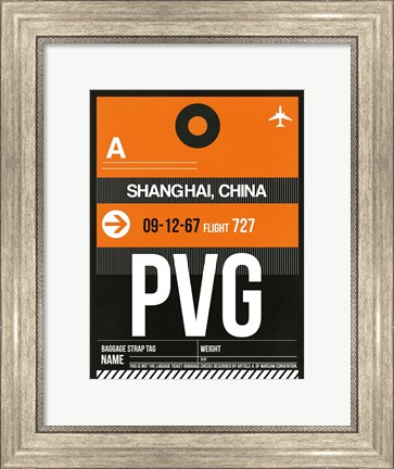 Framed PVG Shanghai Luggage Tag II Print