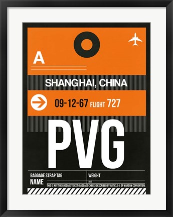 Framed PVG Shanghai Luggage Tag II Print