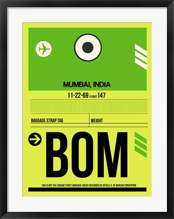 Framed BOM Mumbai Luggage Tag I Print