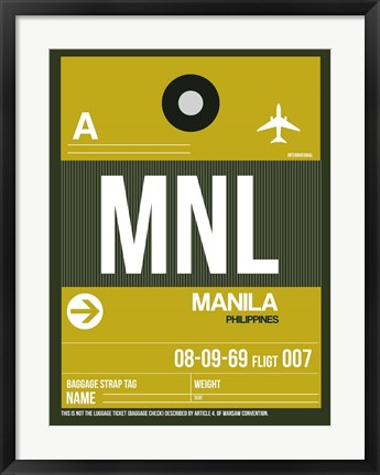 Framed MNL Manila Luggage Tag II Print