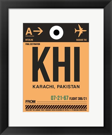 Framed KHI Karachi Luggage Tag I Print