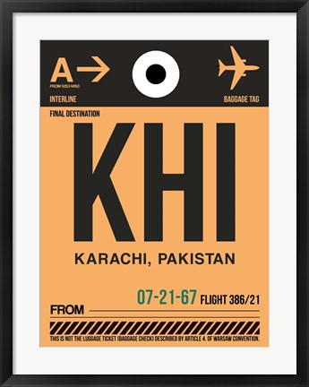 Framed KHI Karachi Luggage Tag I Print