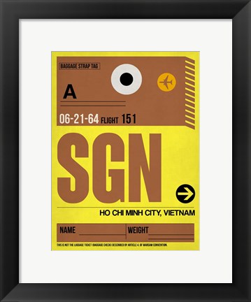 Framed SGN Ho Chi Minh City Luggage Tag I Print