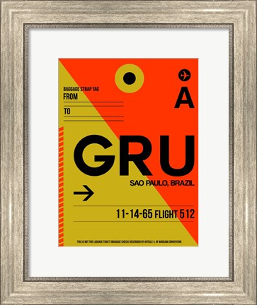 Framed GRU Sao Paulo Luggage Tag II Print