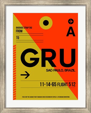 Framed GRU Sao Paulo Luggage Tag II Print