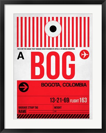 Framed BOG Bogota Luggage Tag I Print