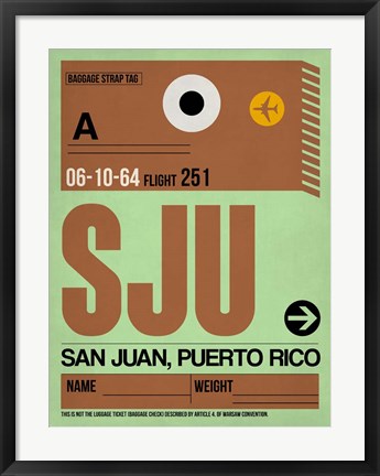 Framed SJU San Juan Luggage Tag I Print