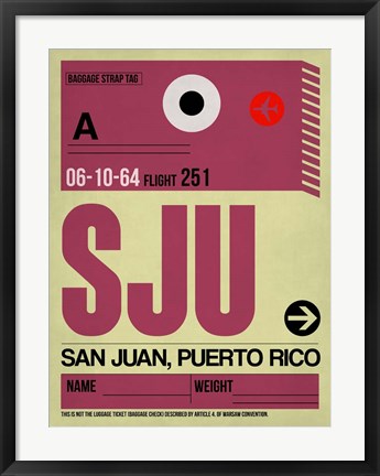 Framed SJU San Juan Luggage Tag II Print