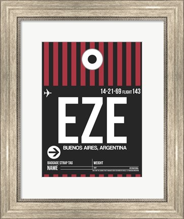 Framed EZE Buenos Aires Luggage Tag II Print