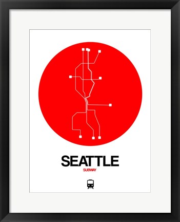 Framed Seattle Red Subway Map Print