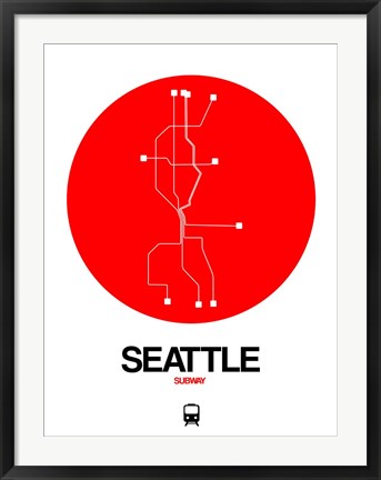 Framed Seattle Red Subway Map Print