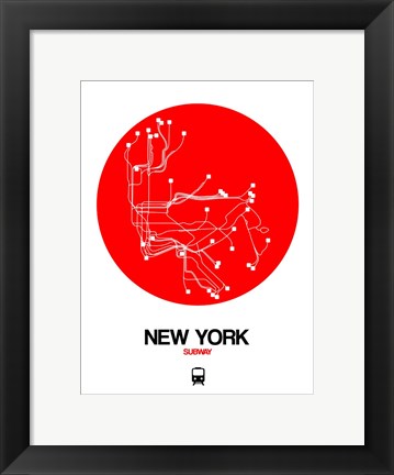 Framed New York Red Subway Map Print