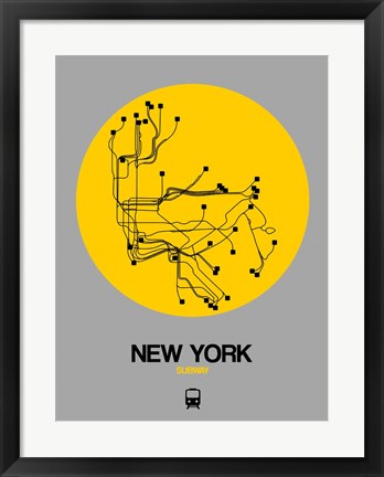 Framed New York Yellow Subway Map Print